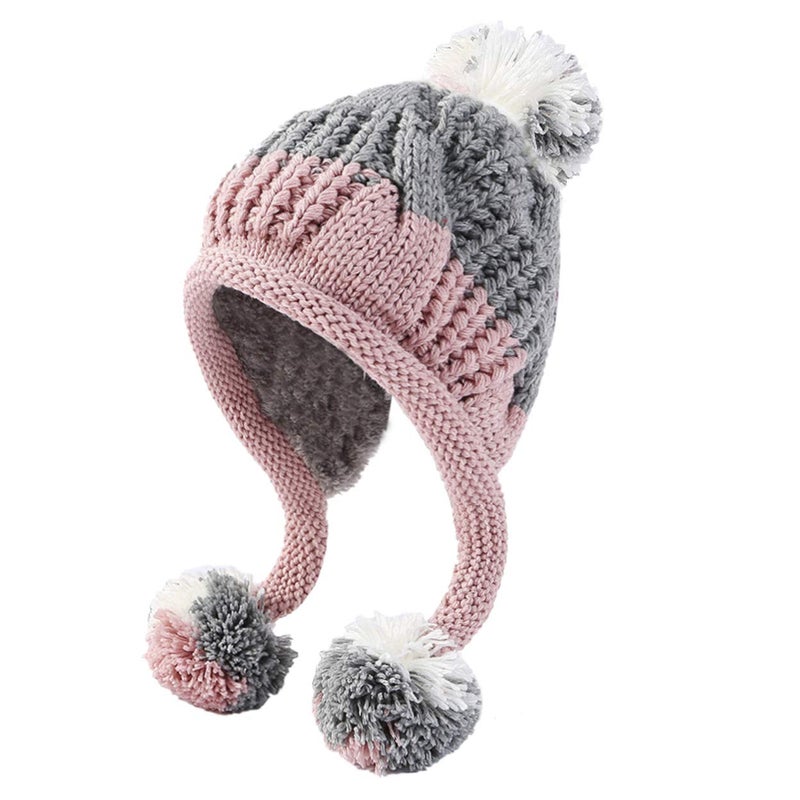 HUAMULAN Women Winter Sherpa Beanie Hats Knit Ear Flaps Peruvian Cover Ears Warm Fleece Lined Ski Snow Hat with 3 Pompom - Image 1